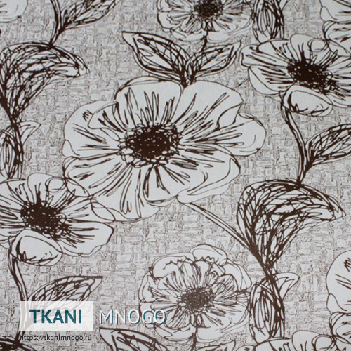 Фото текстиля Арбореал 509-1 артикул - белый цветы, узор. Производитель Китай. Замша - фактура.